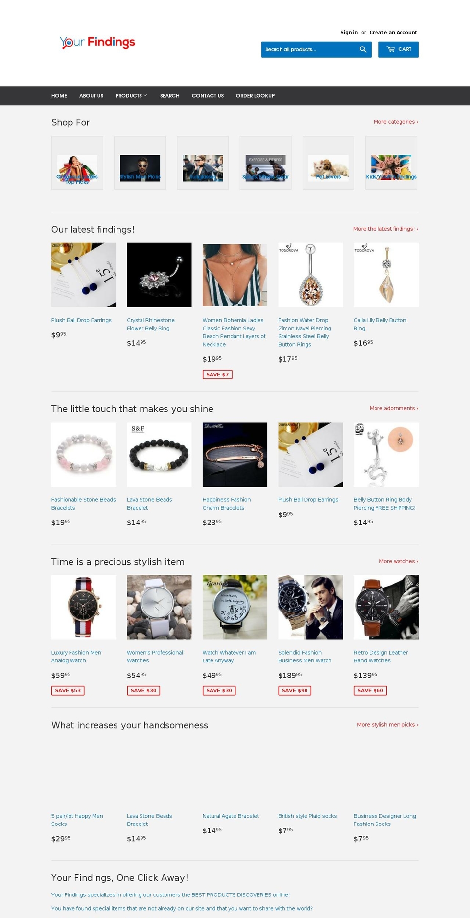 yourfindings.com — Shopify storefront screenshot