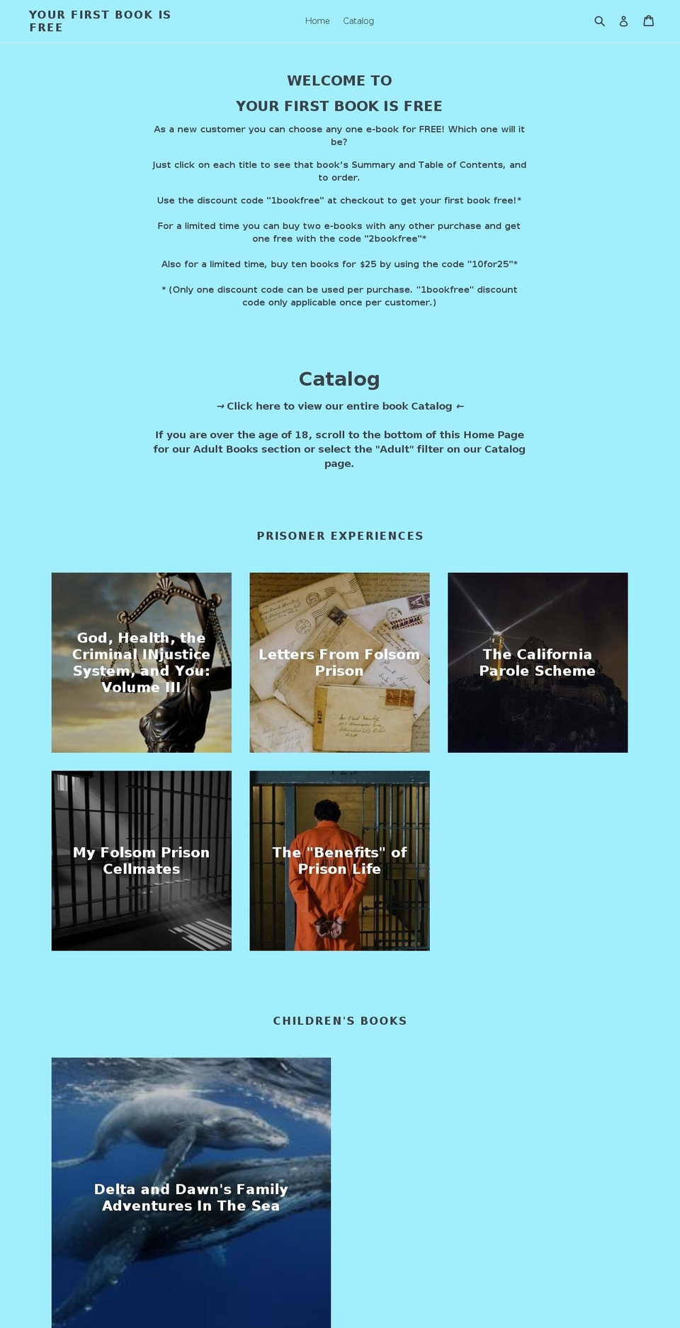 yourfirstbookisfree.com shopify website screenshot