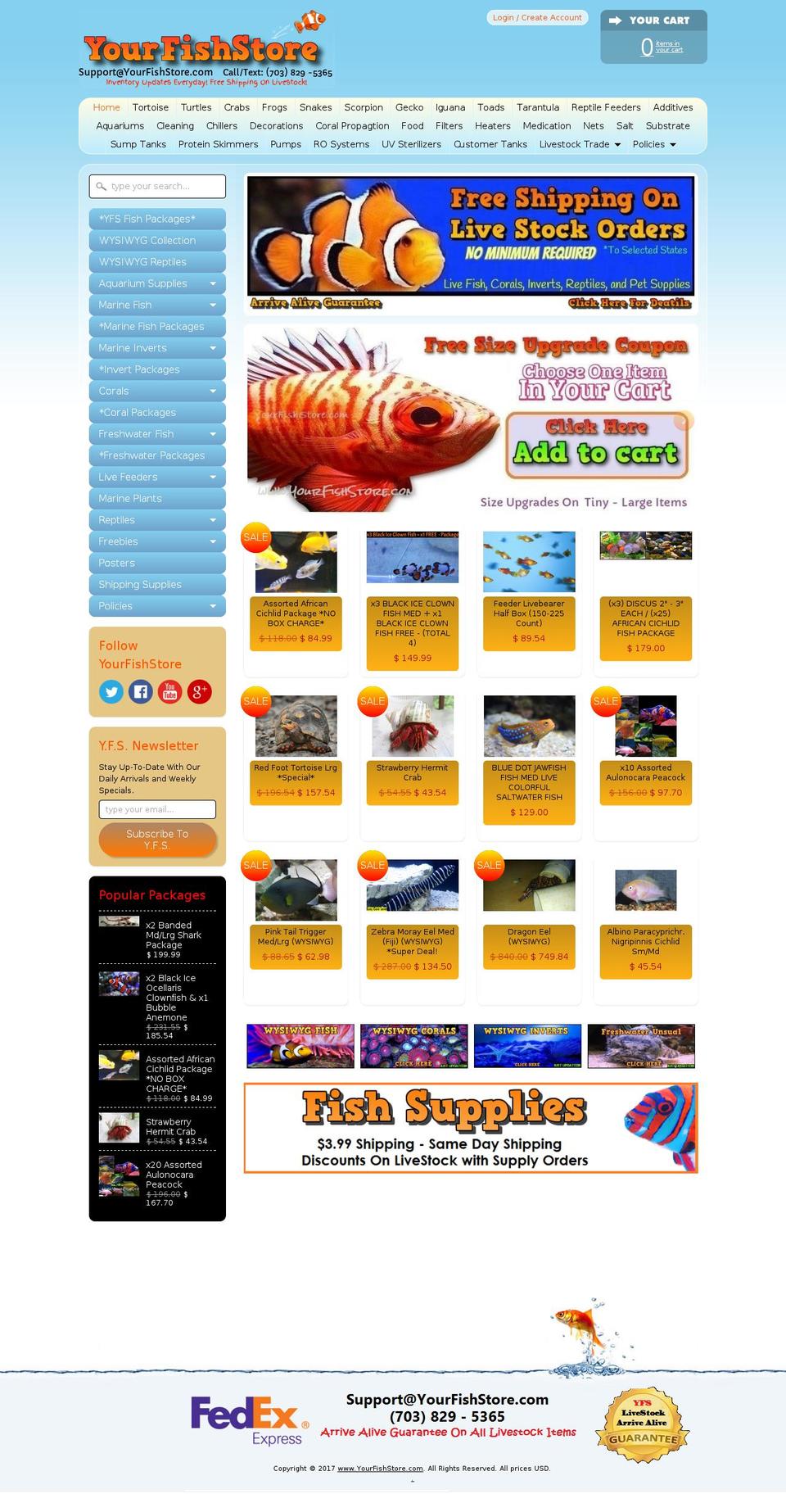 yourfishstore.com shopify website screenshot