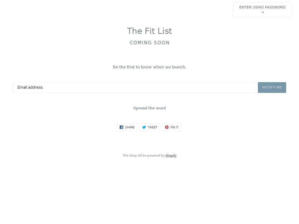 yourfitlist.com shopify website screenshot