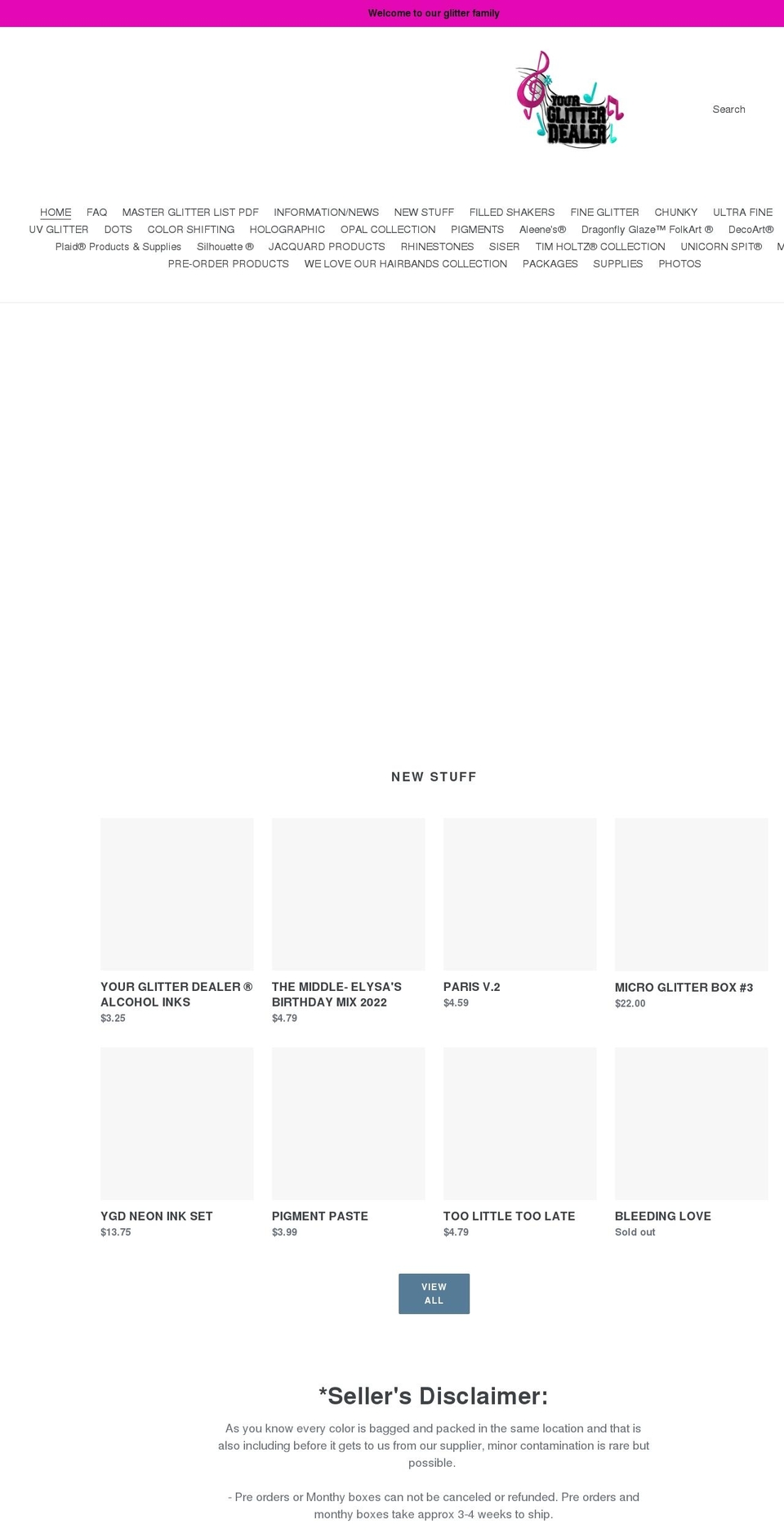 yourglitterdealer.net shopify website screenshot
