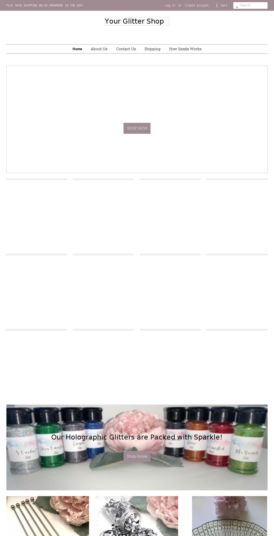 yourglittershop.com shopify website screenshot