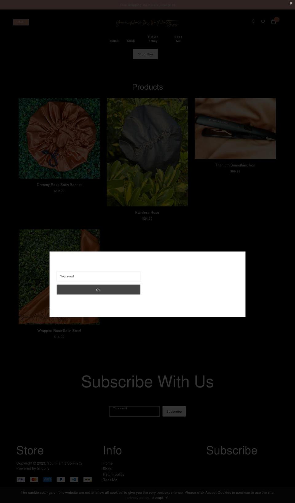 yourhairissopretty.com shopify website screenshot