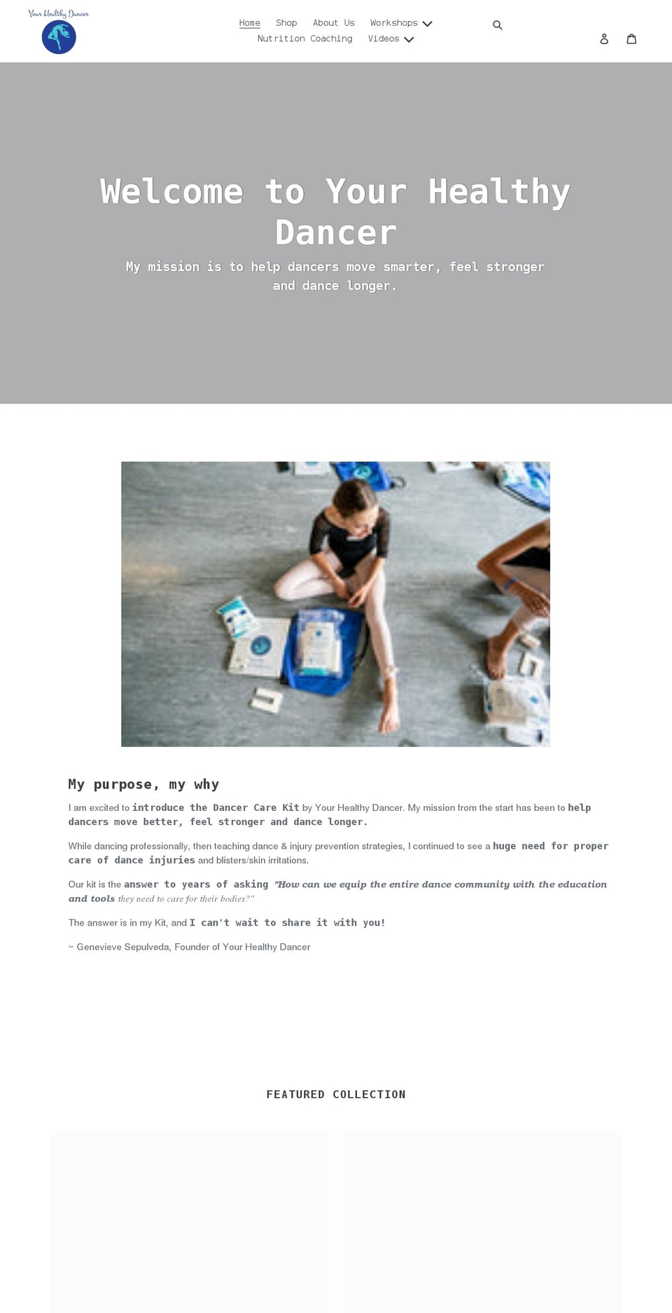 yourhealthydancer.com shopify website screenshot
