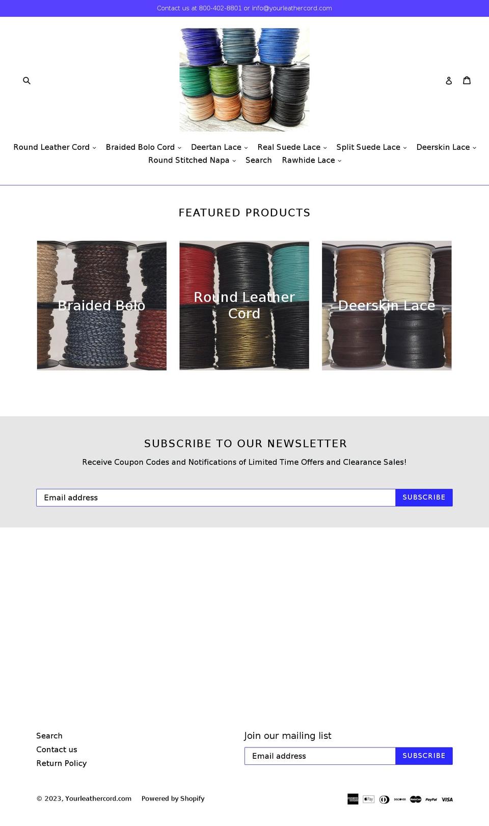 yourleathercord.com shopify website screenshot