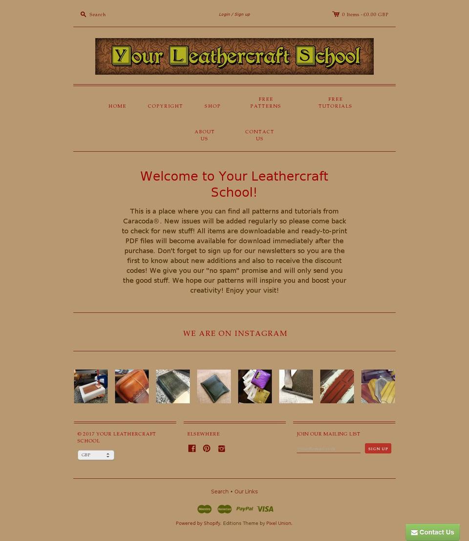 yourleathercraftschool.com shopify website screenshot