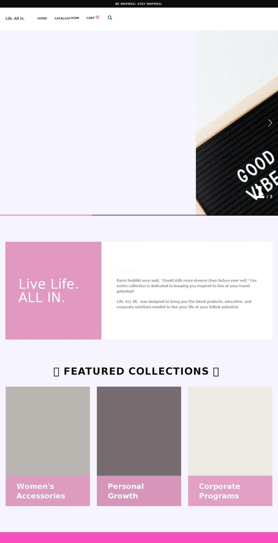 yourlifeallin.com — Shopify storefront screenshot