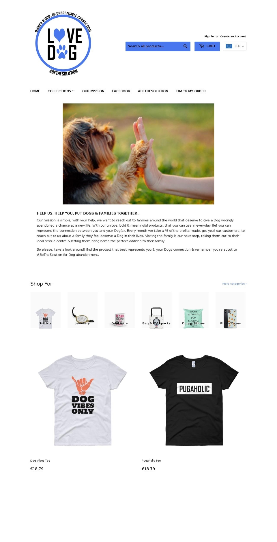 yourlovedog.com — Shopify storefront screenshot
