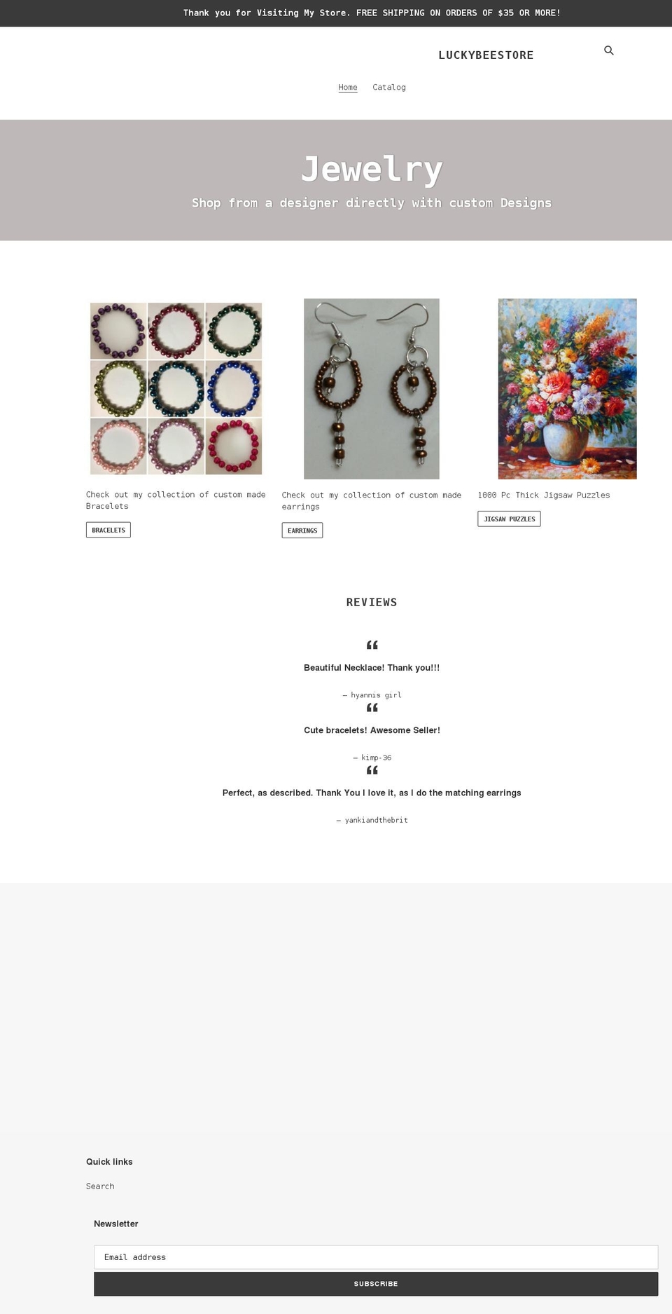 yourluckybeestore.com shopify website screenshot