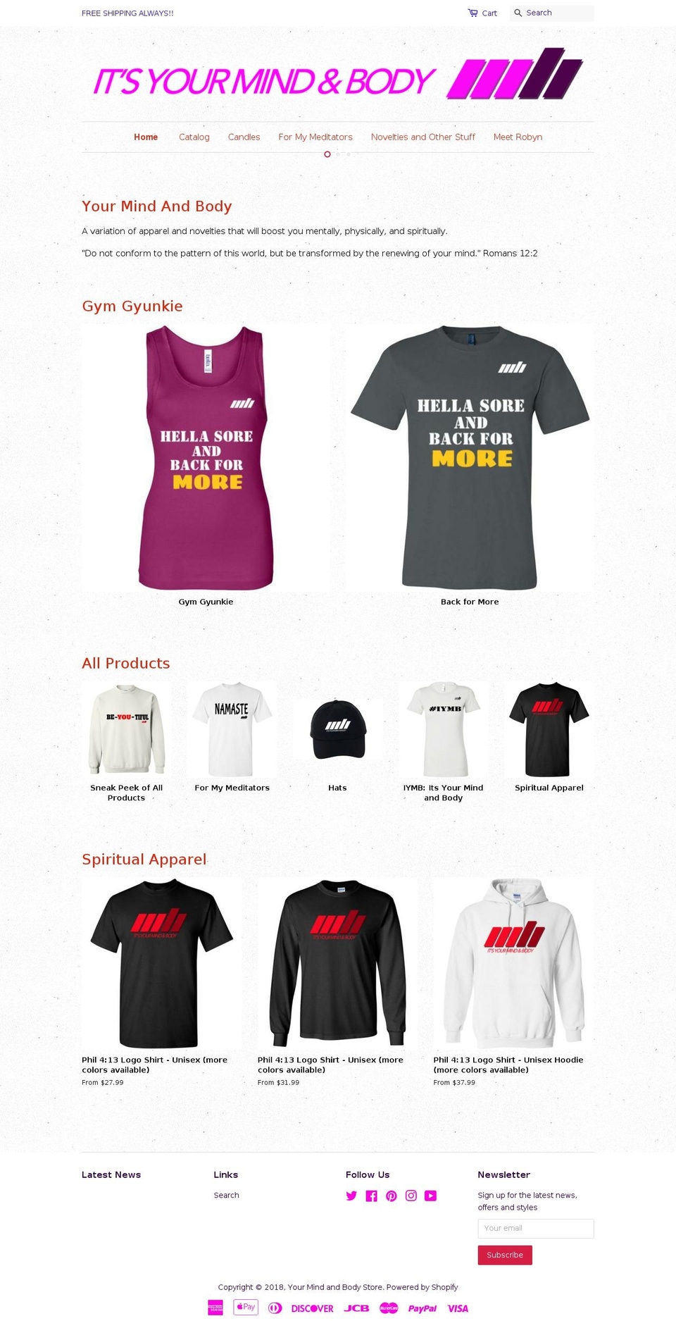 yourmindandbodystore.com — Shopify storefront screenshot