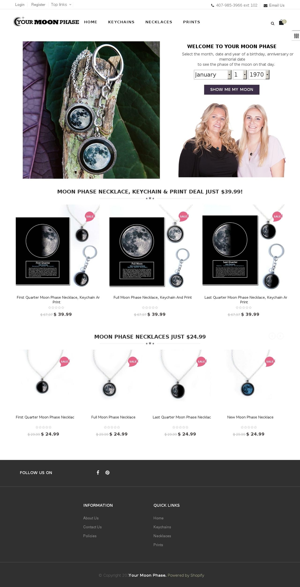 yourmoonphase.com shopify website screenshot