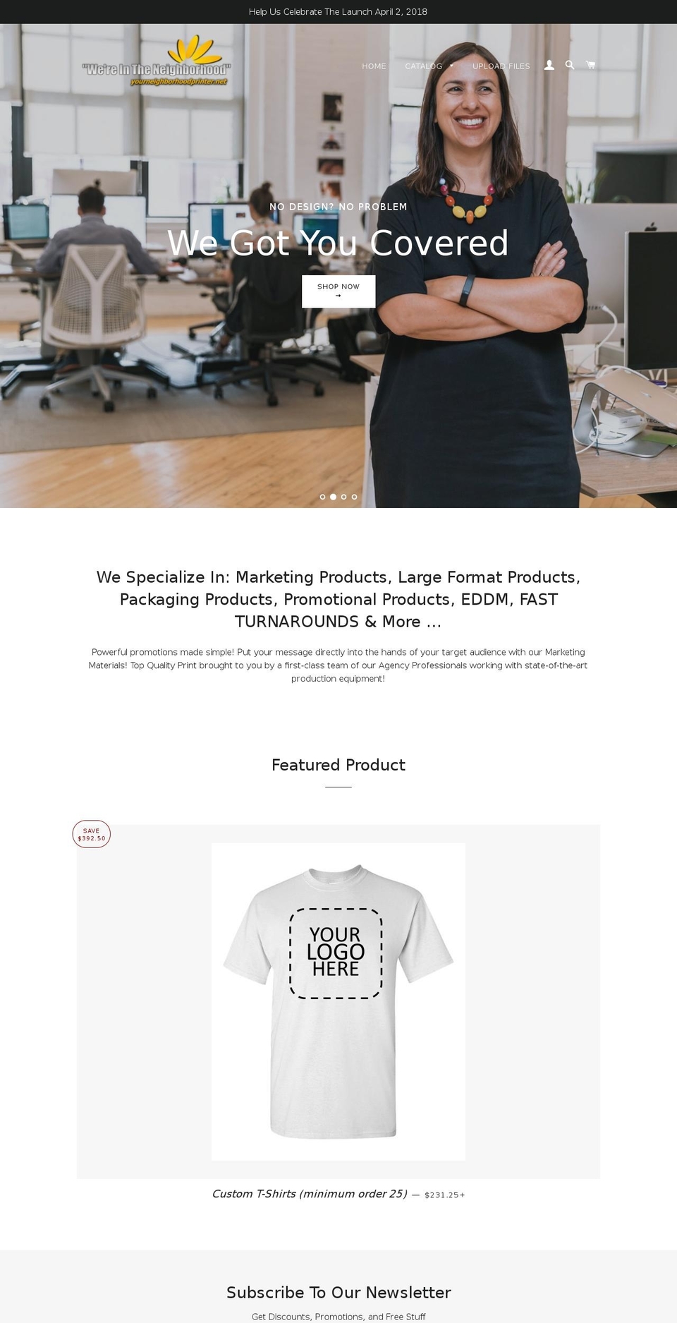 yourneighborhoodprinter.net shopify website screenshot