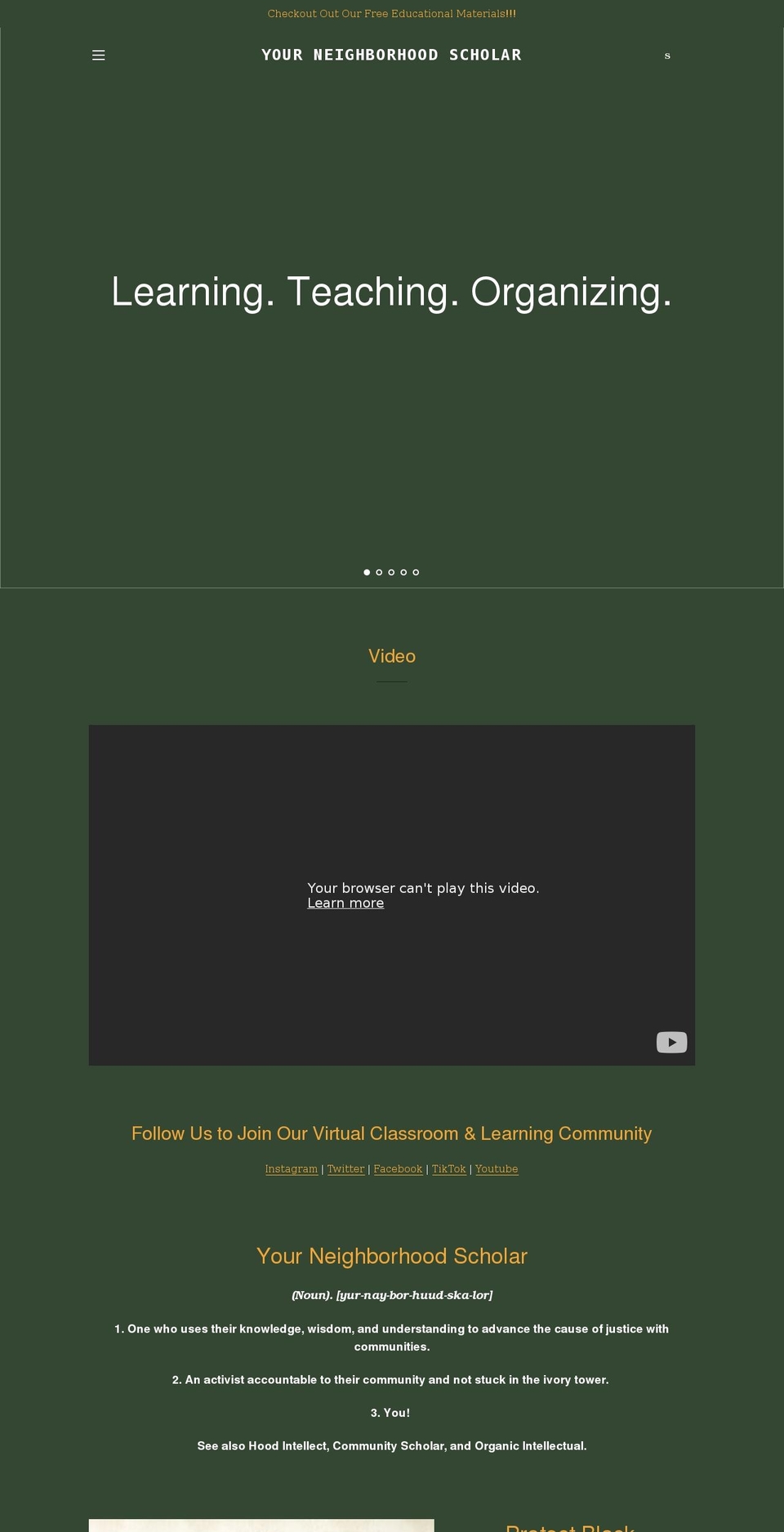 yourneighborhoodscholar.com shopify website screenshot