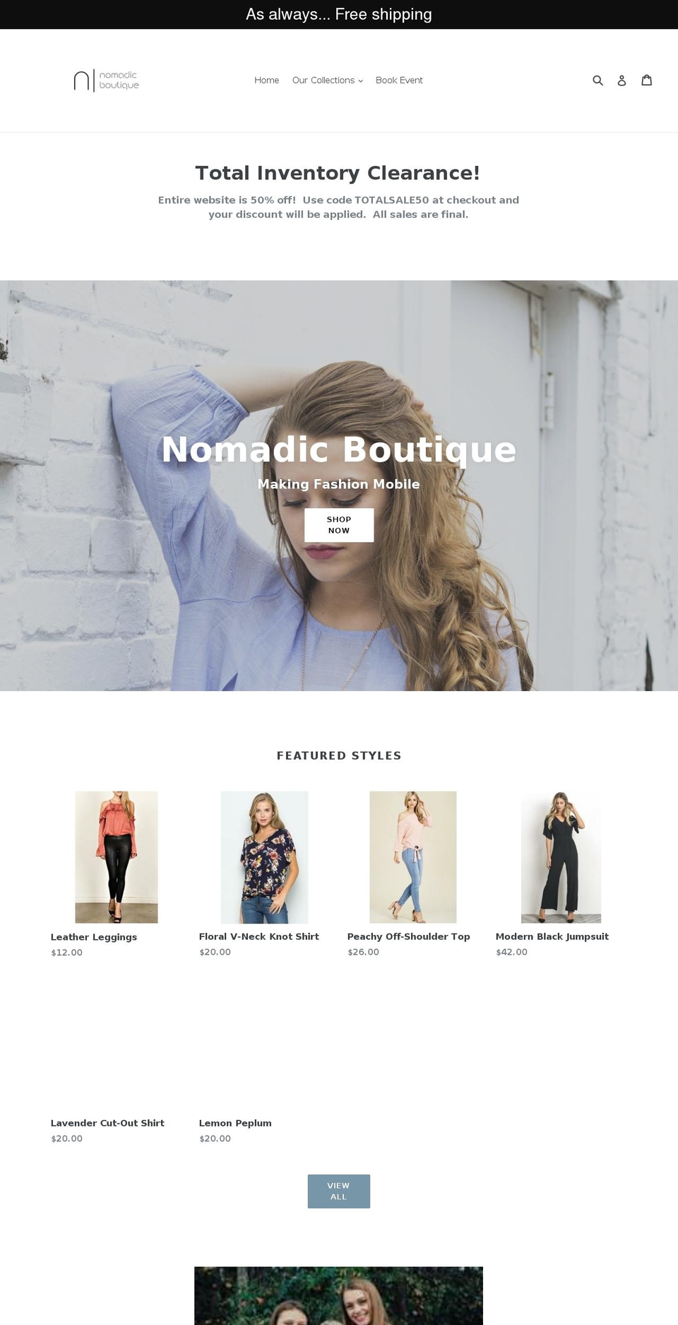 yournomadicboutique.com shopify website screenshot