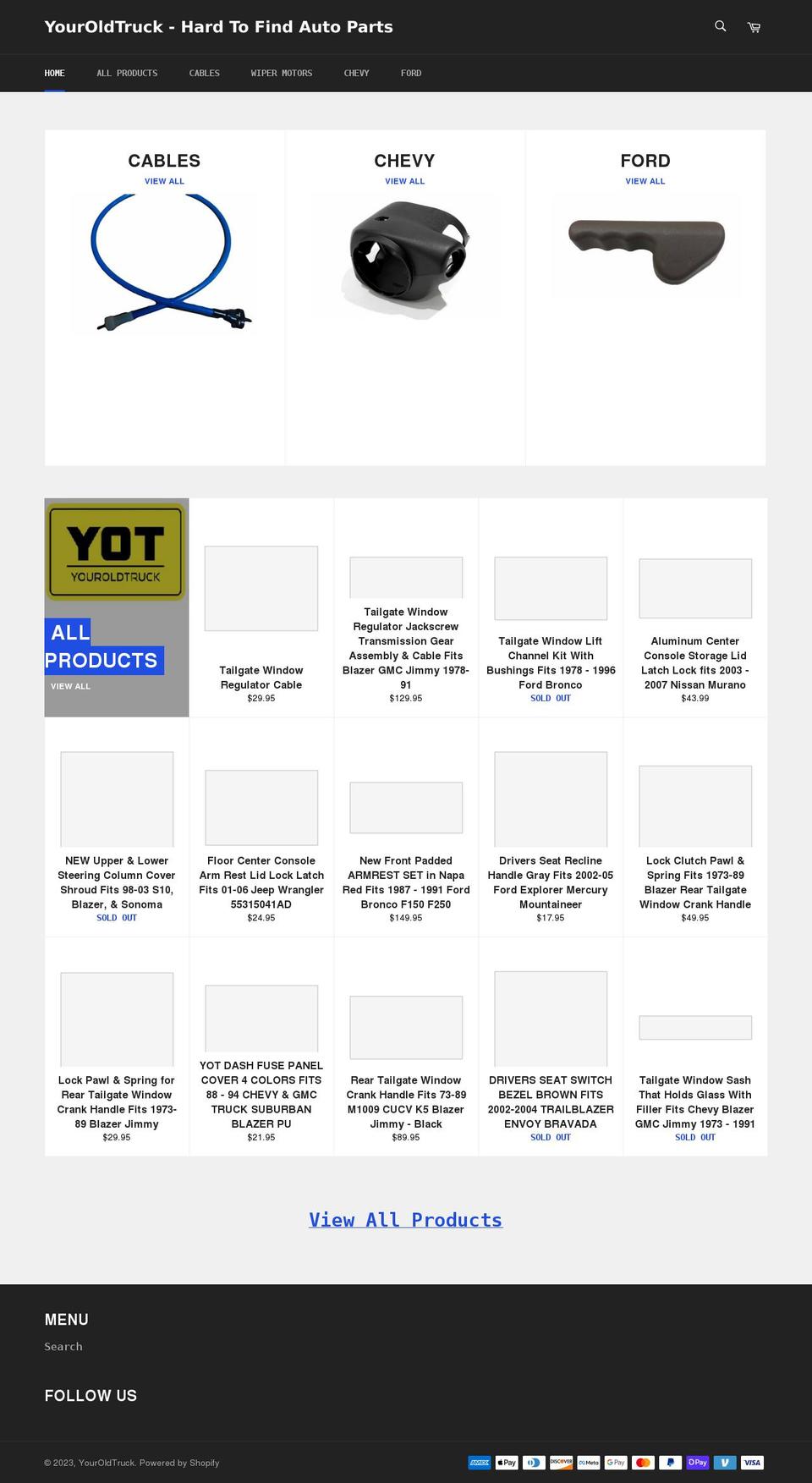 youroldtruck.com shopify website screenshot