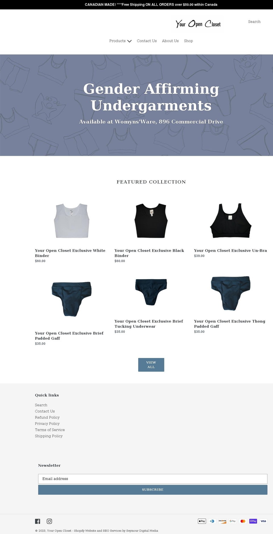 youropencloset.com shopify website screenshot