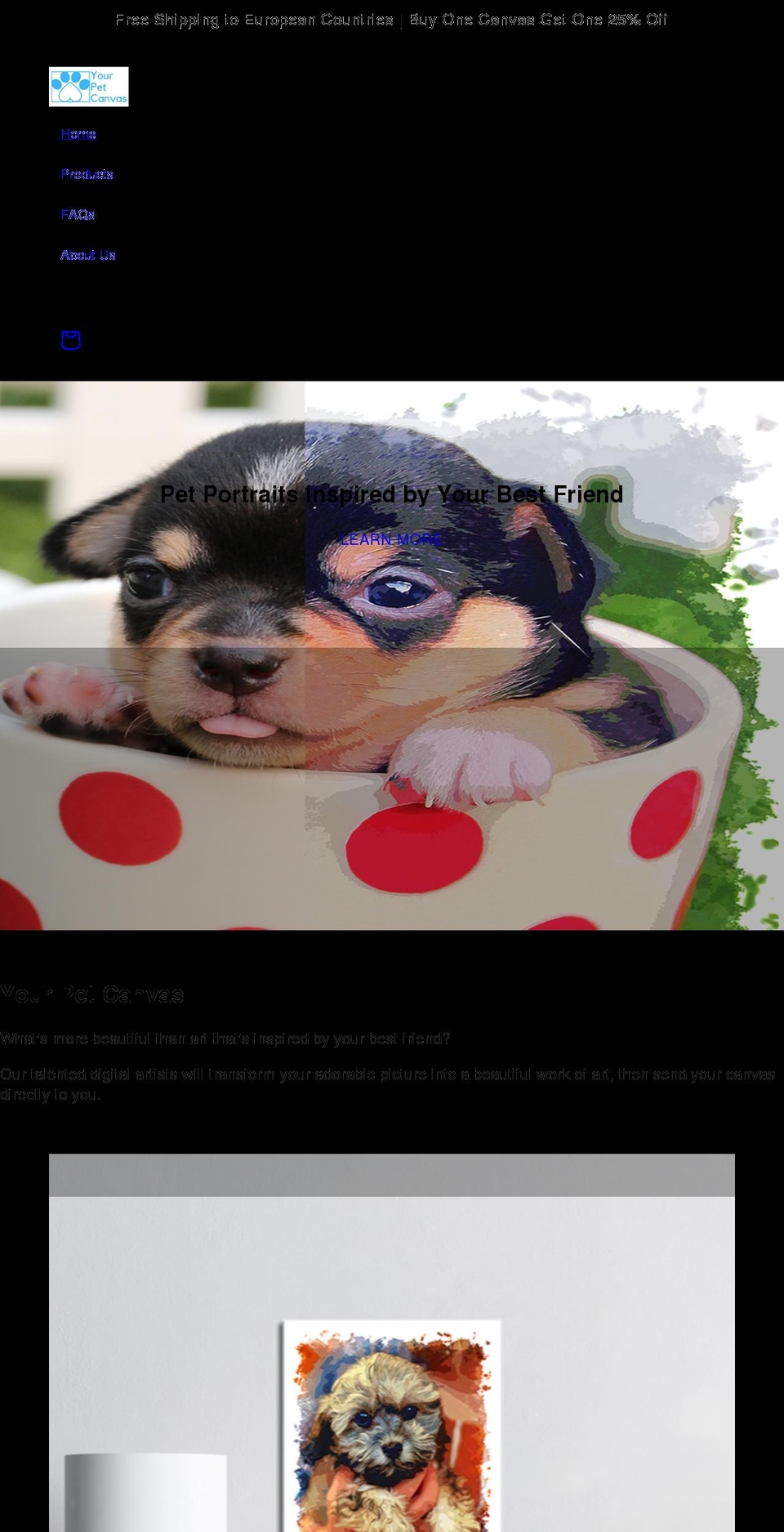 yourpetcanvas.com shopify website screenshot