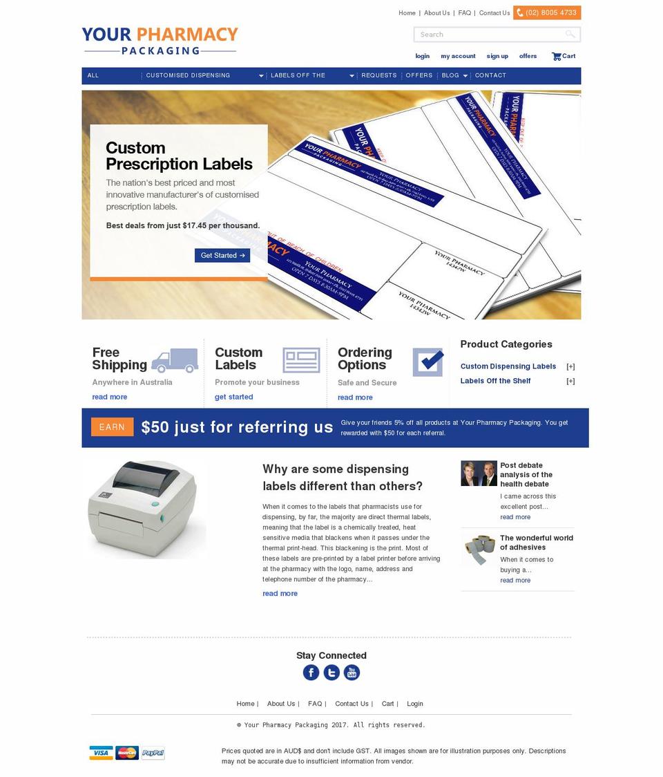 yourpharmacypackaging.com shopify website screenshot