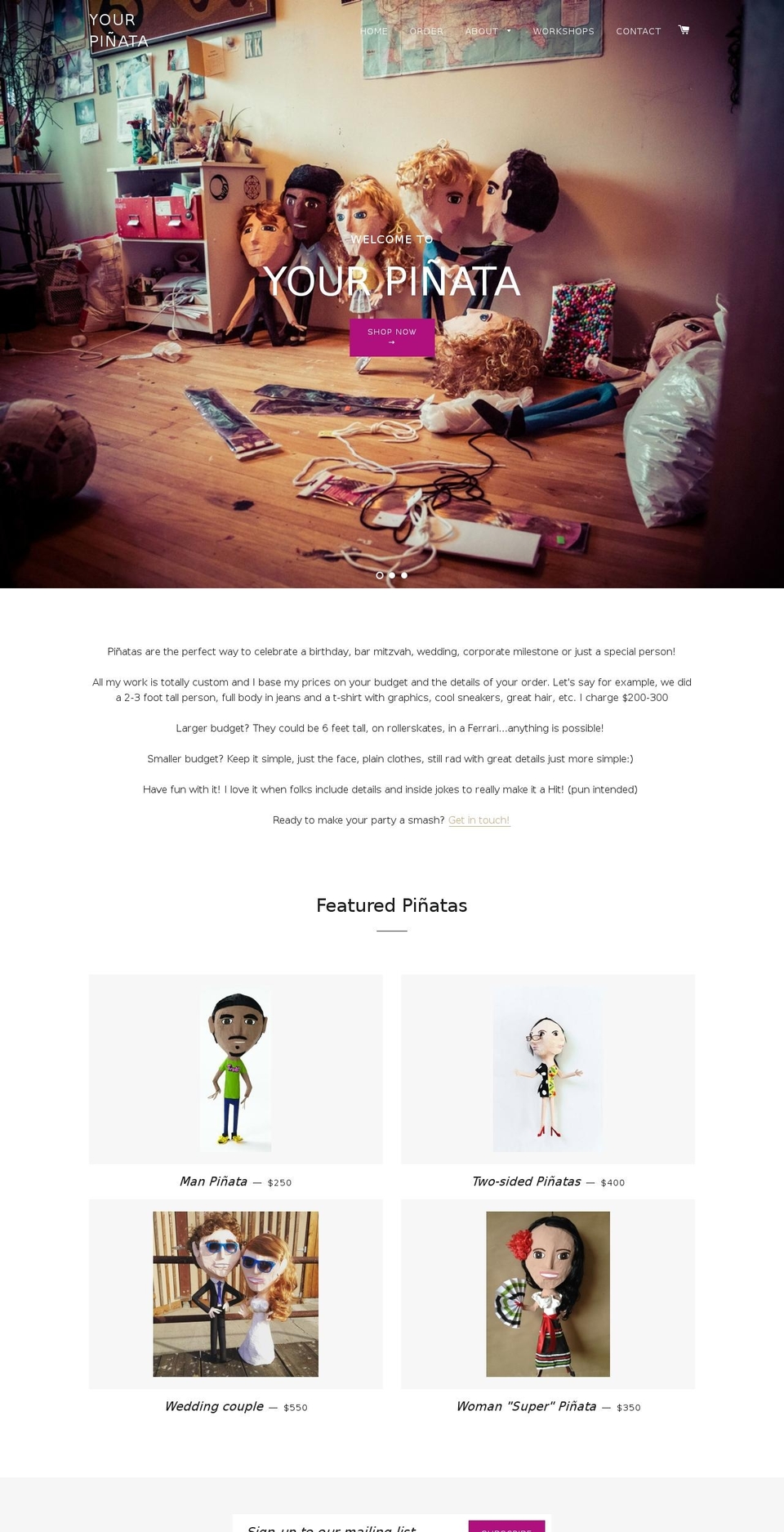 yourpinata.com shopify website screenshot