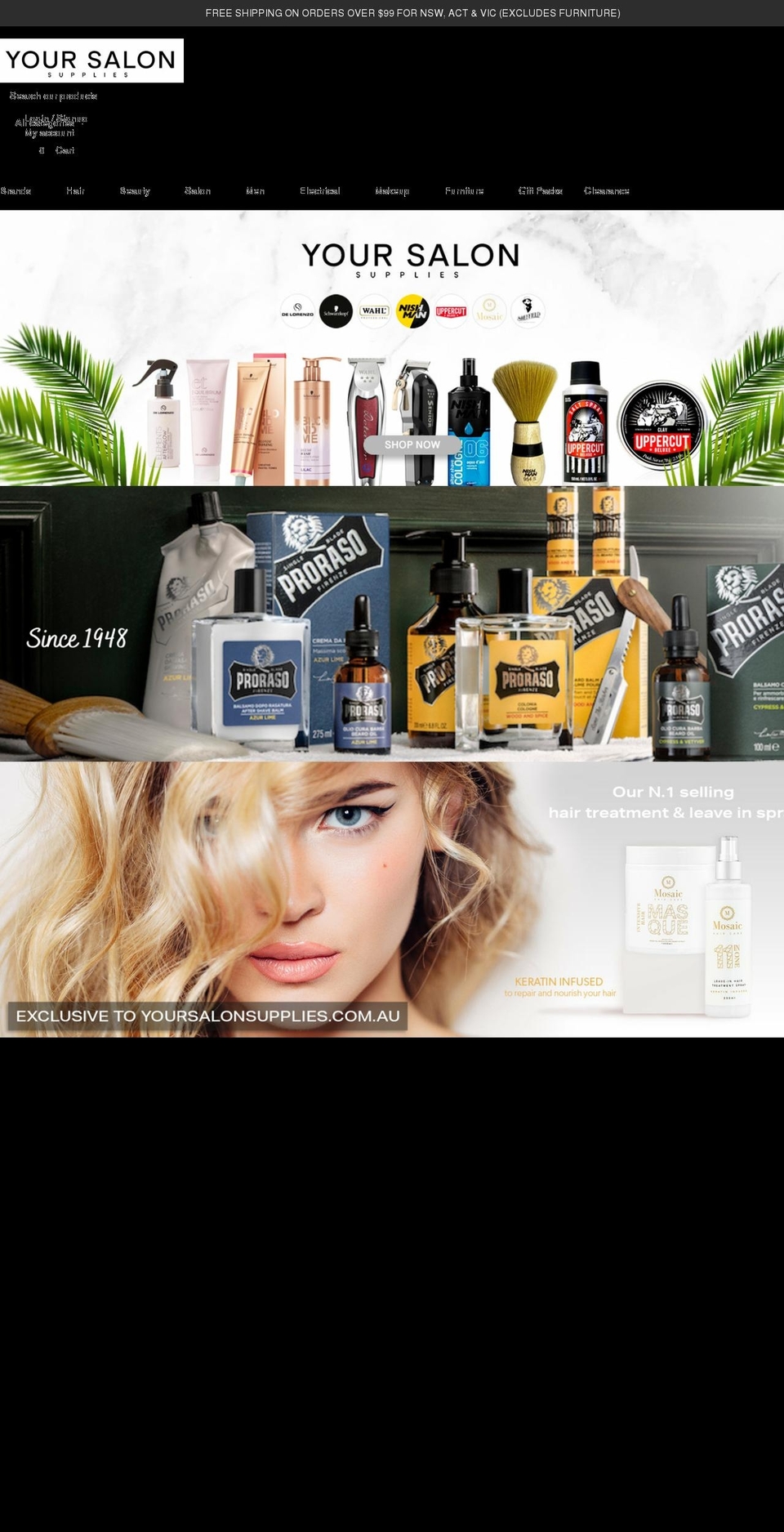 yoursalonsupplies.com.au shopify website screenshot