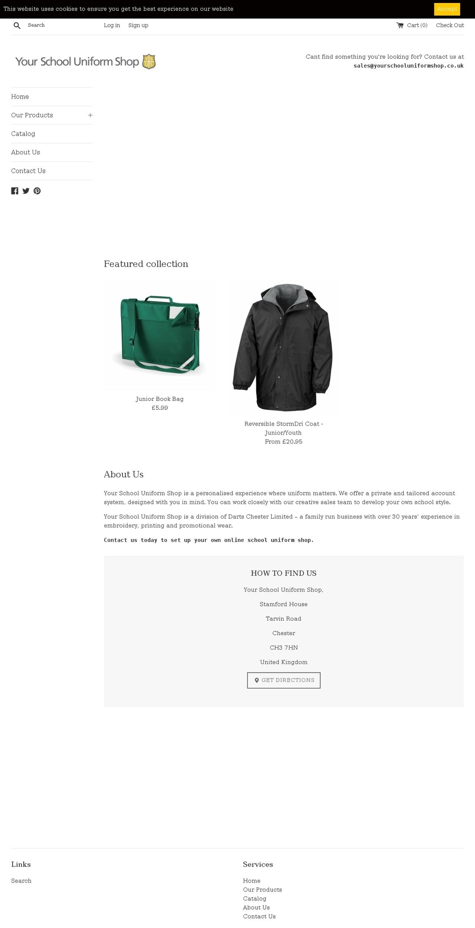 yourschooluniformshop.co.uk shopify website screenshot