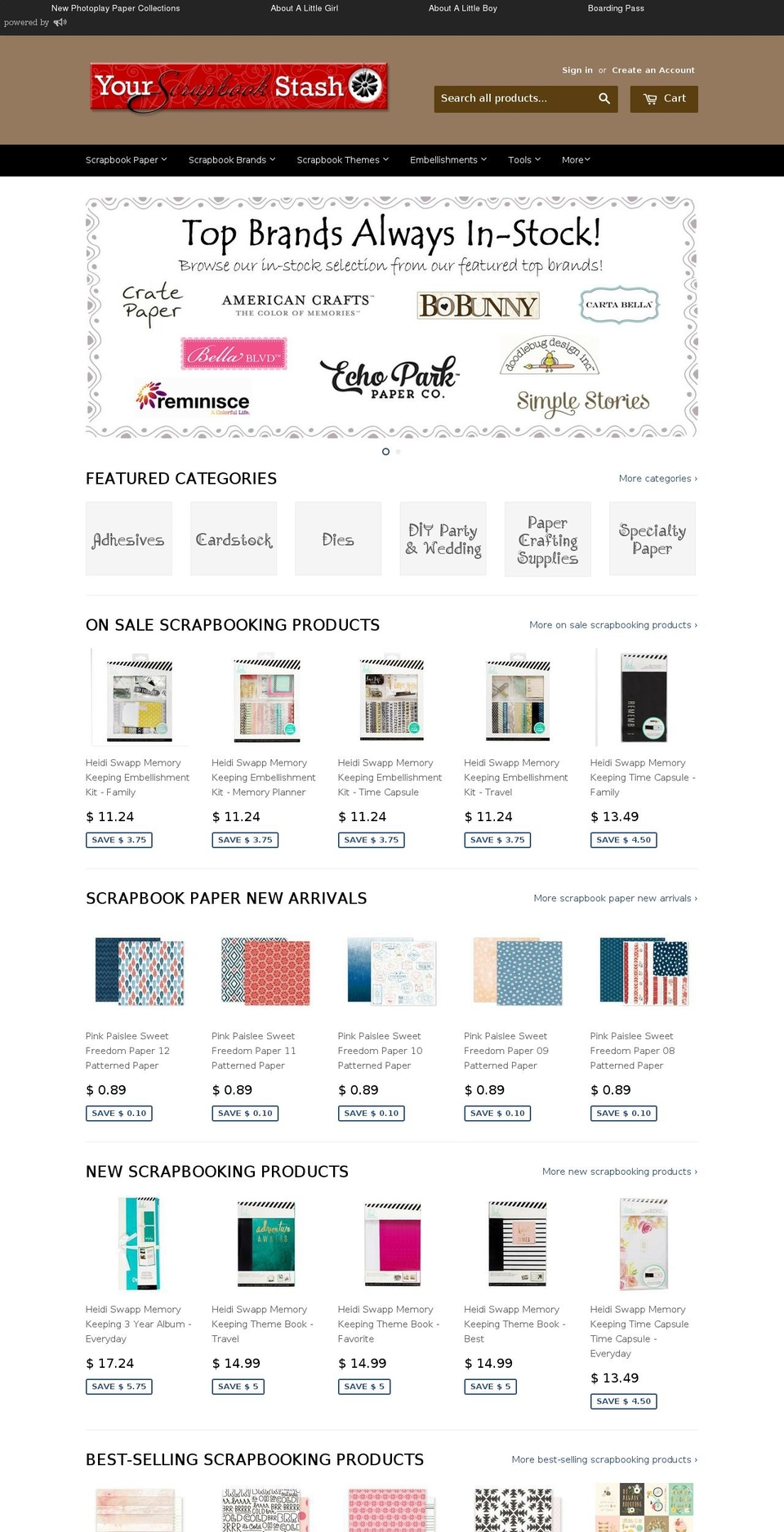 yourscrapbookstash.com shopify website screenshot