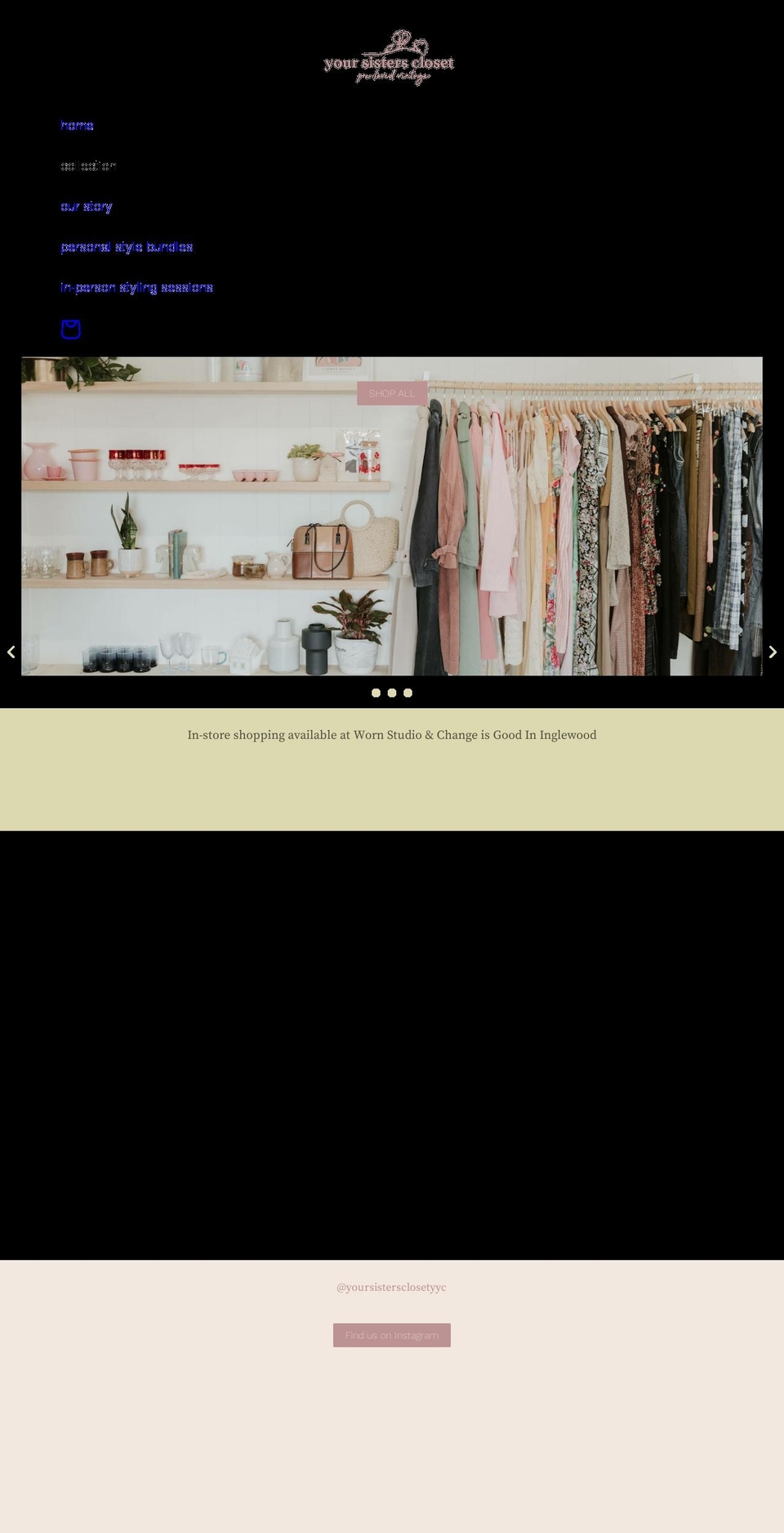 yoursistersclosetyyc.com shopify website screenshot