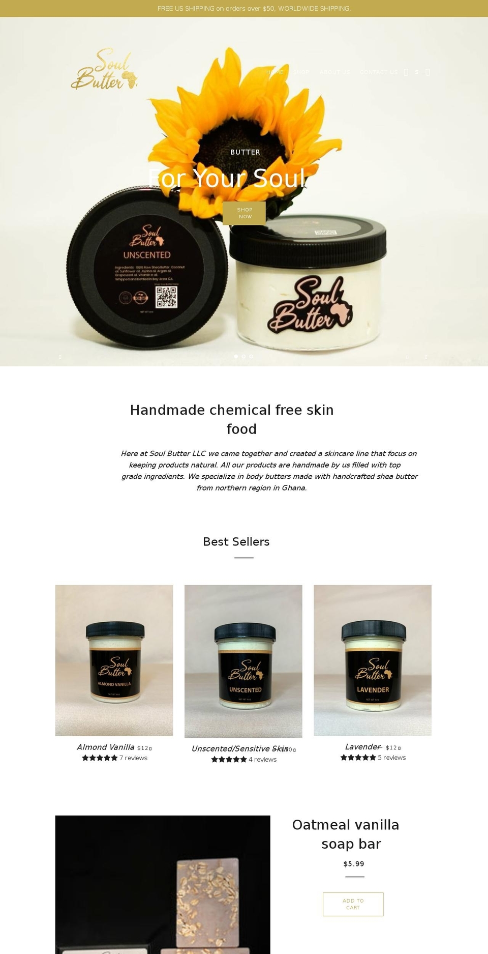 yoursoulbutter.com shopify website screenshot