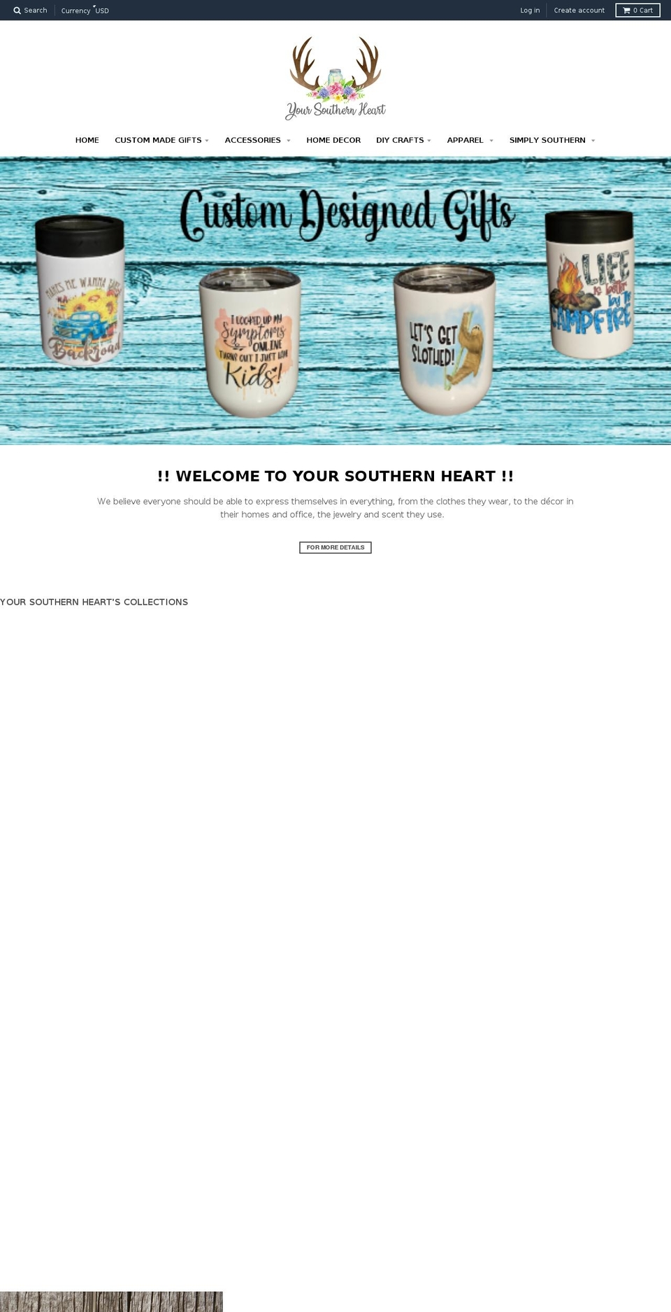 yoursouthernheart.com shopify website screenshot