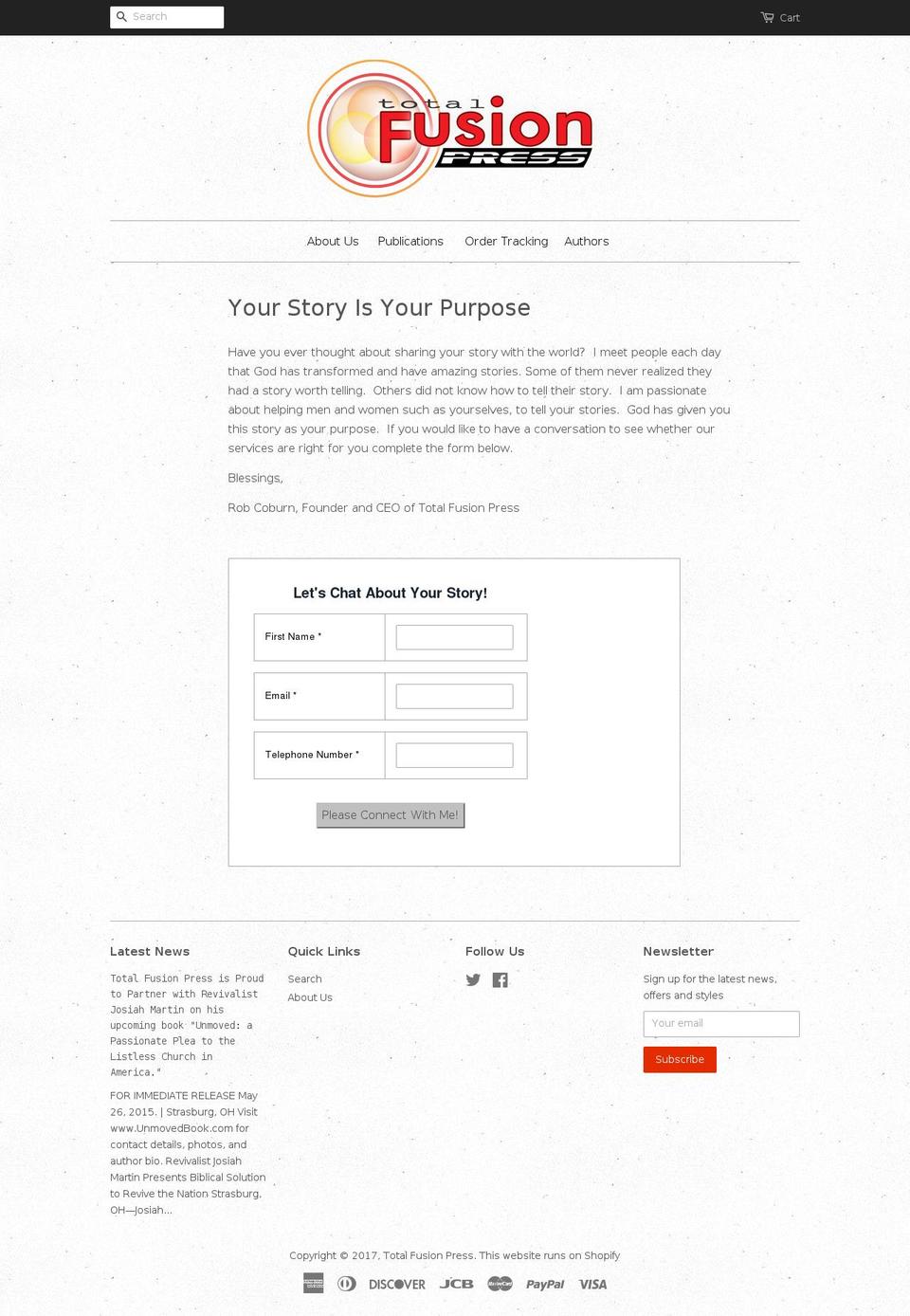 yourstoryisyourpurpose.com shopify website screenshot