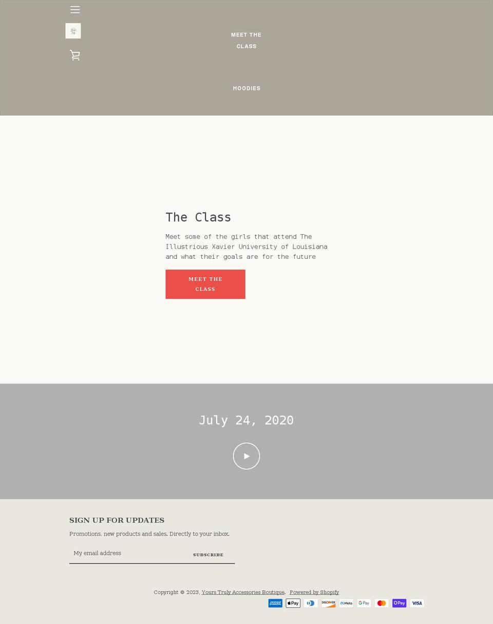 yourstrulyaccessoriesboutique.com shopify website screenshot