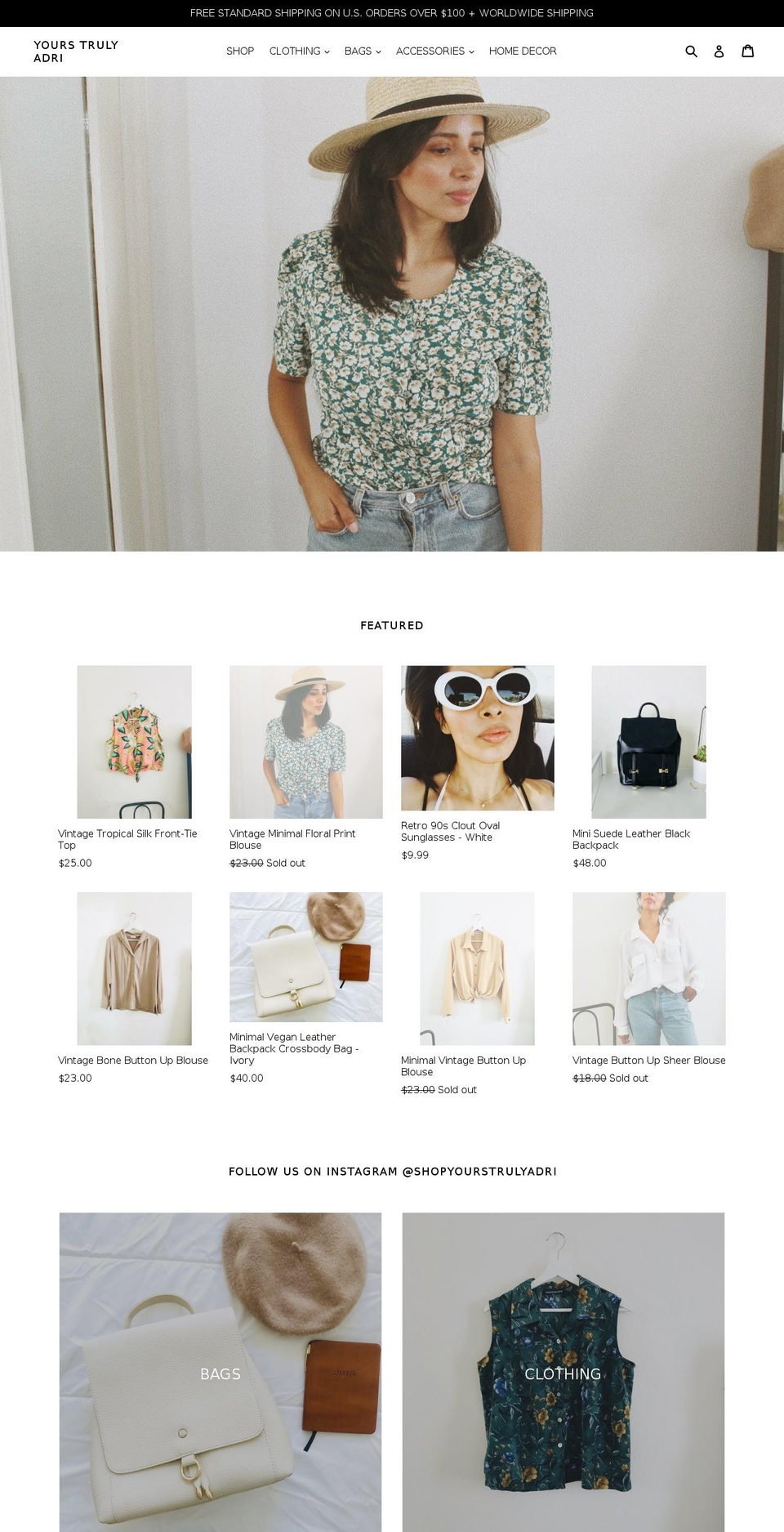 yourstrulyadri.com — Shopify storefront screenshot