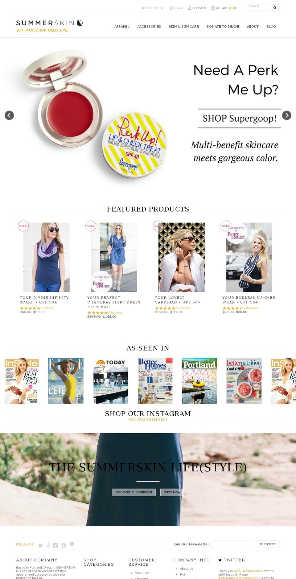 yoursummerskin.com shopify website screenshot