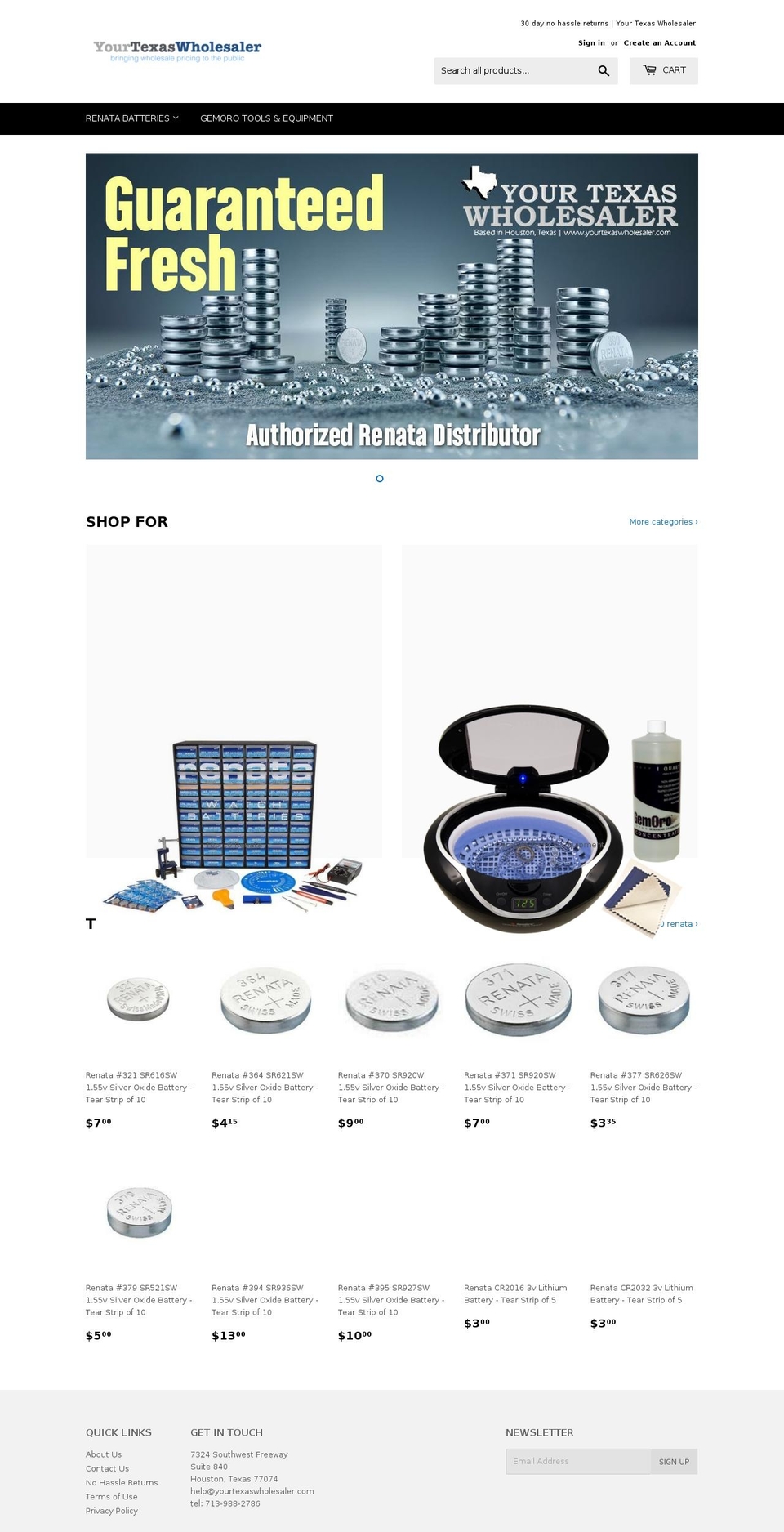 yourtexaswholesaler.com — Shopify storefront screenshot