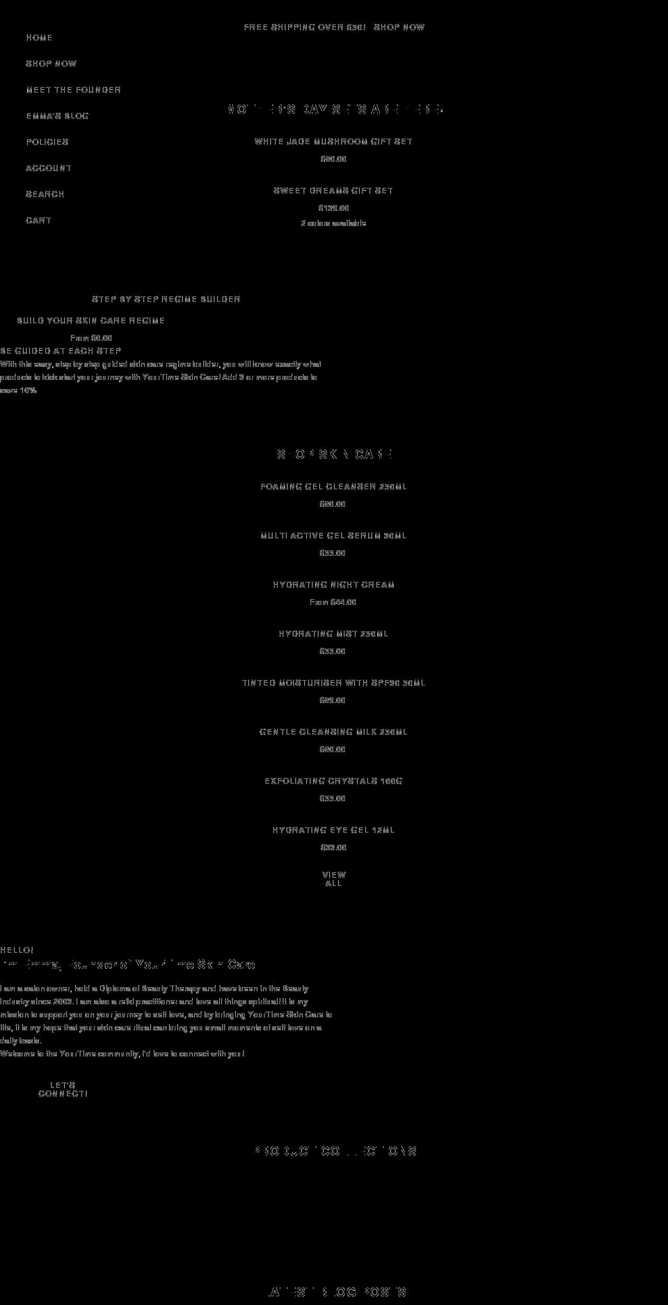 yourtimeskincare.com shopify website screenshot