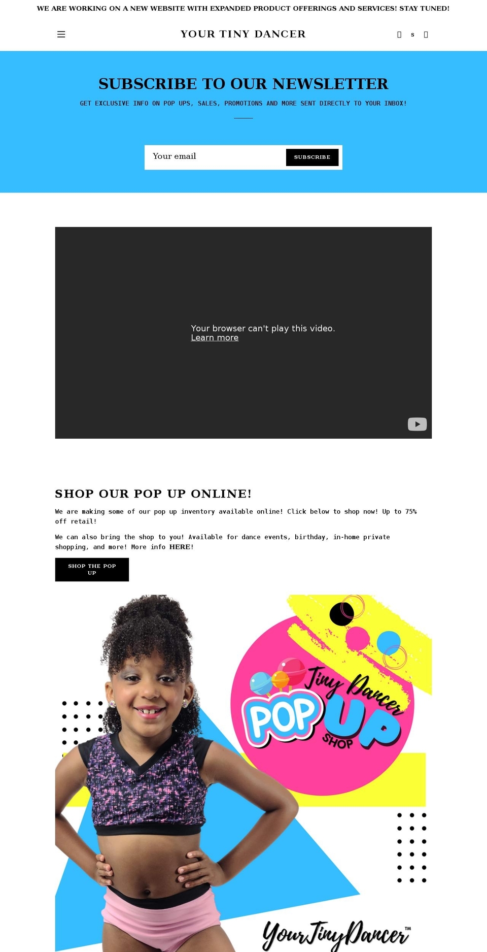 yourtinydancer.com shopify website screenshot