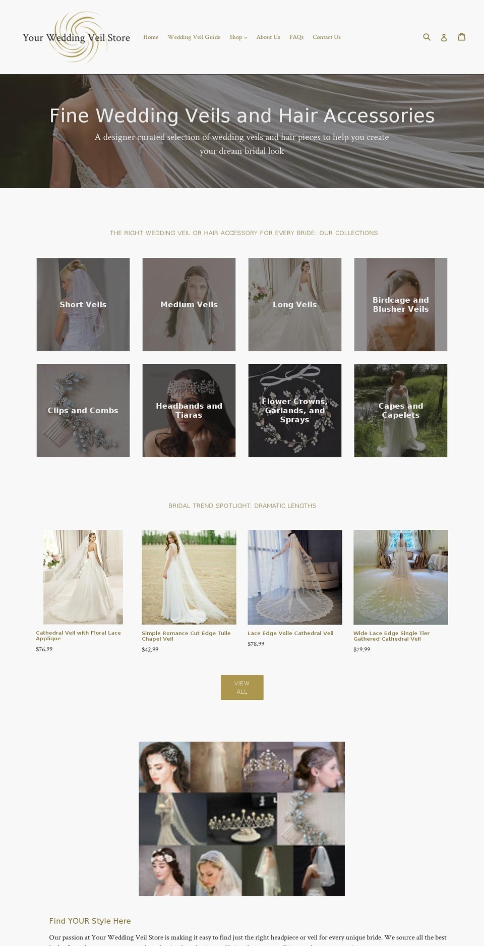 yourweddingveilstore.com — Shopify storefront screenshot