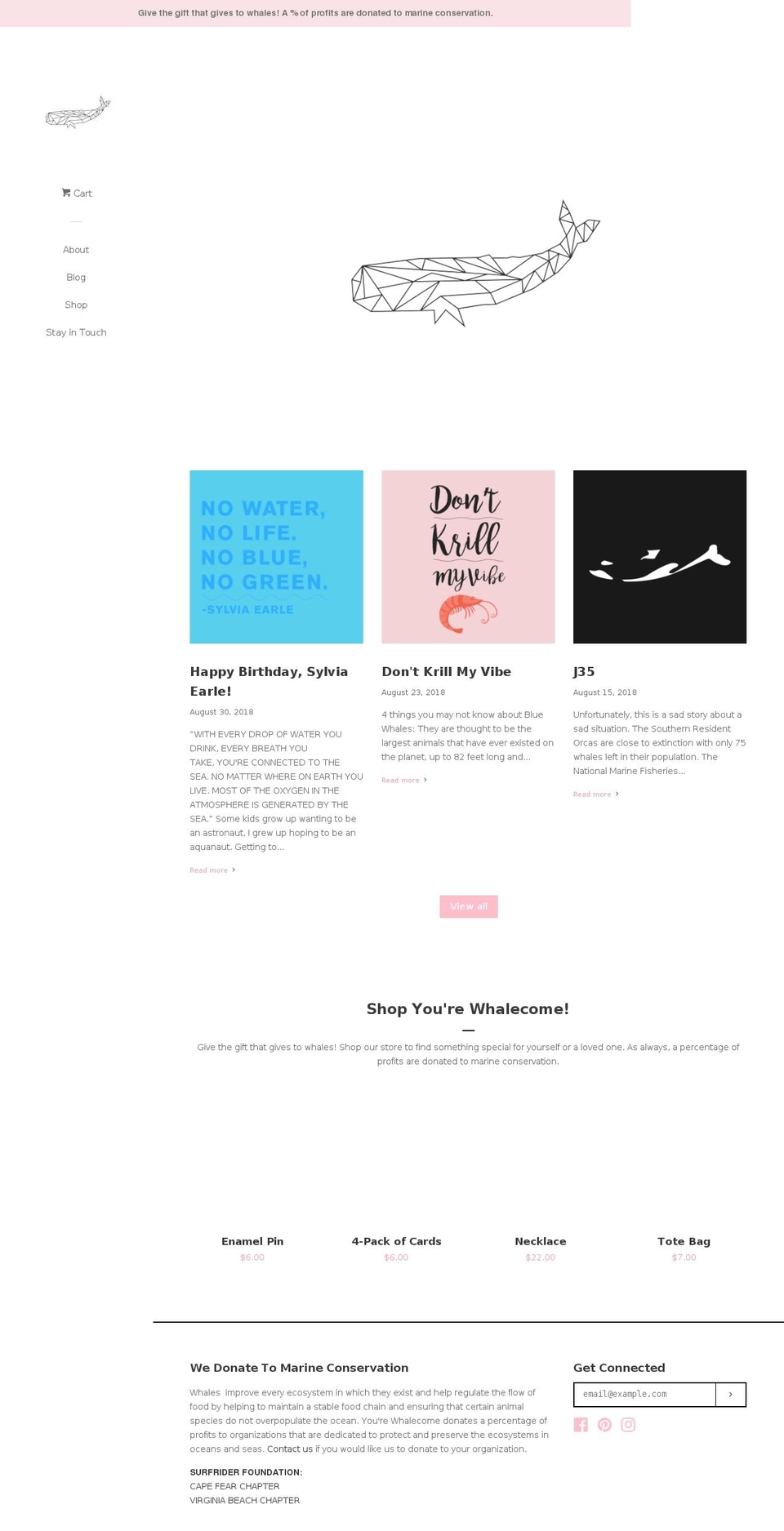 yourwhalecome.com — Shopify storefront screenshot