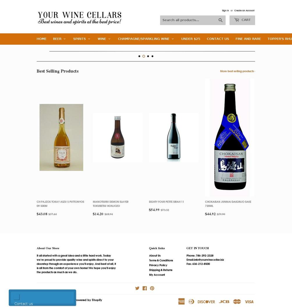 yourwinecellar.mobi shopify website screenshot