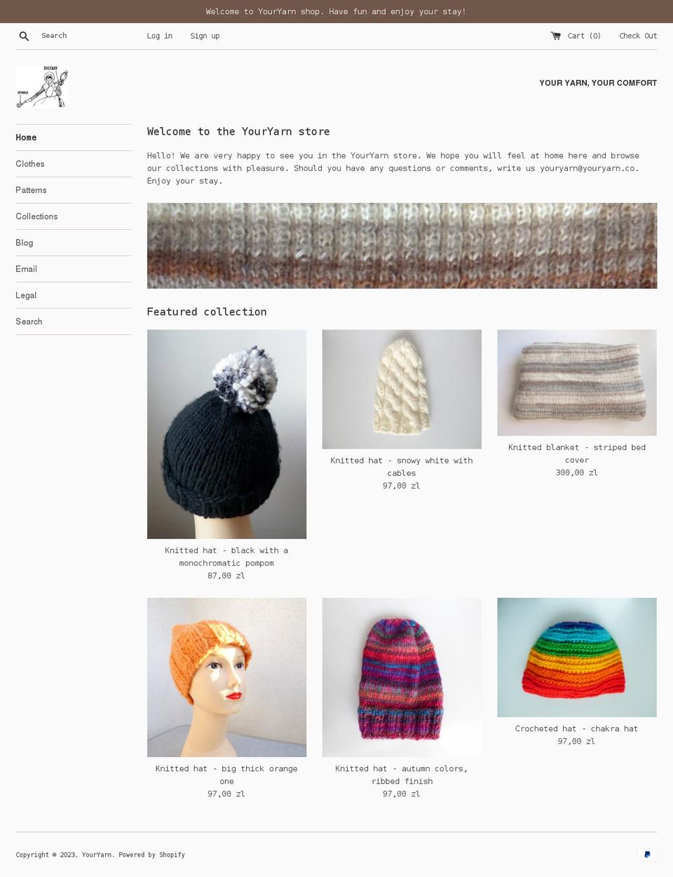 youryarn.co shopify website screenshot