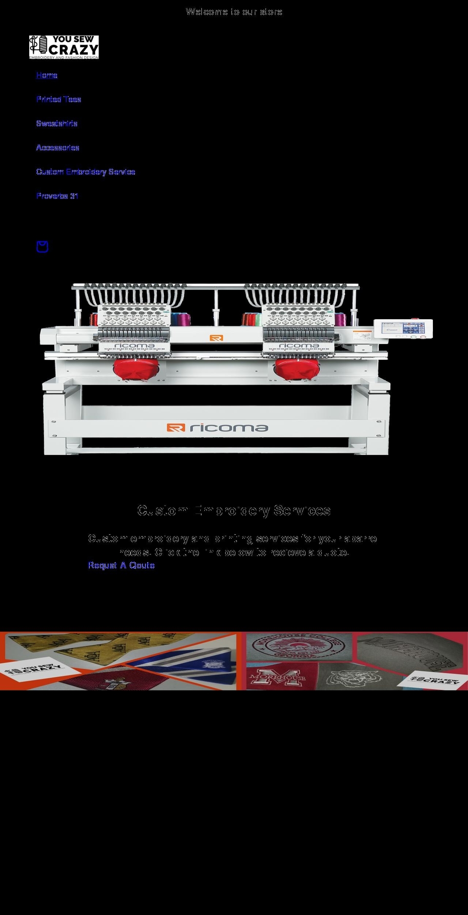 yousewcrazyembroidery.com shopify website screenshot