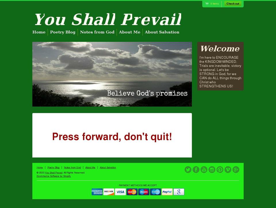 youshallprevail.com shopify website screenshot