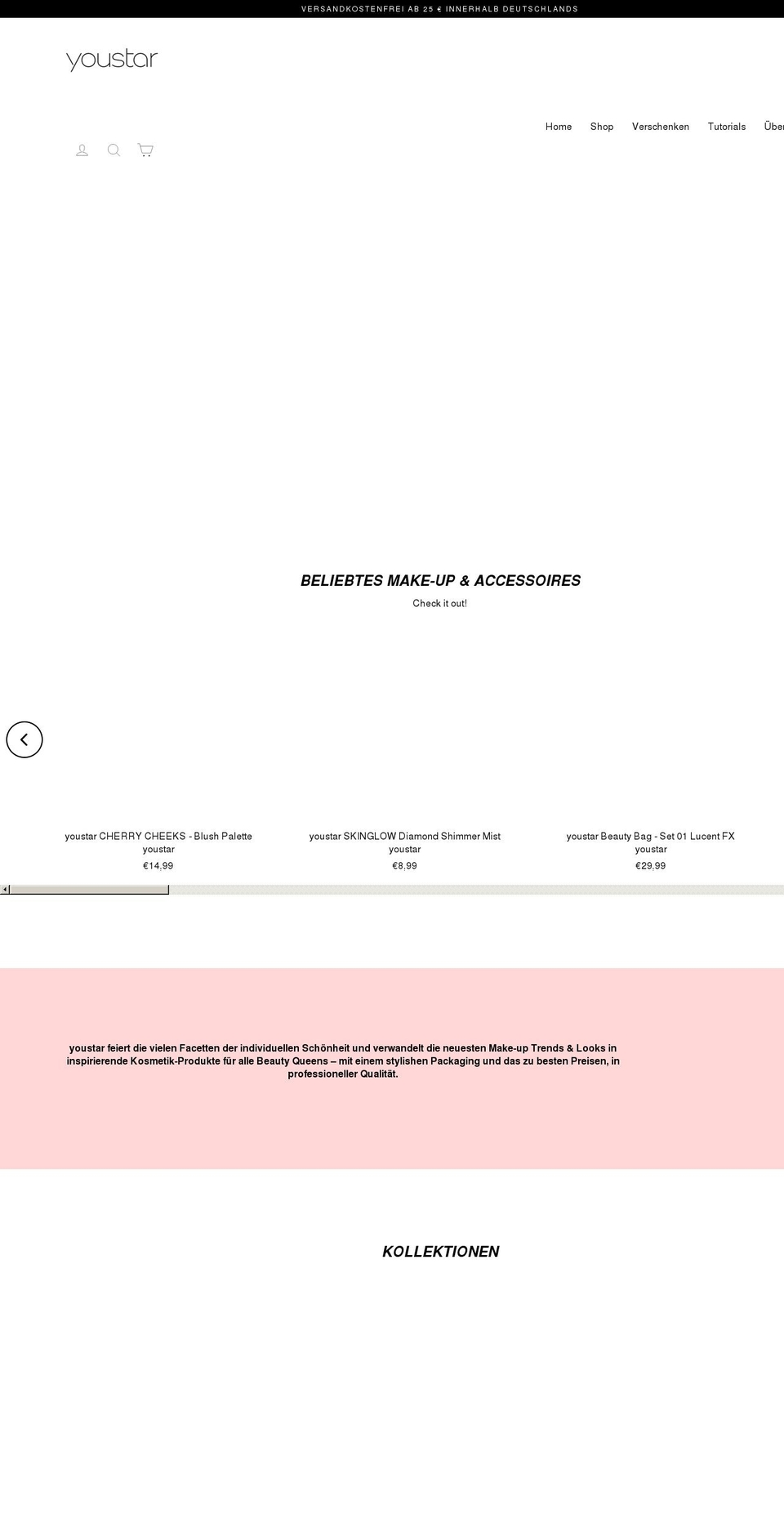 youstarcosmetics.com shopify website screenshot