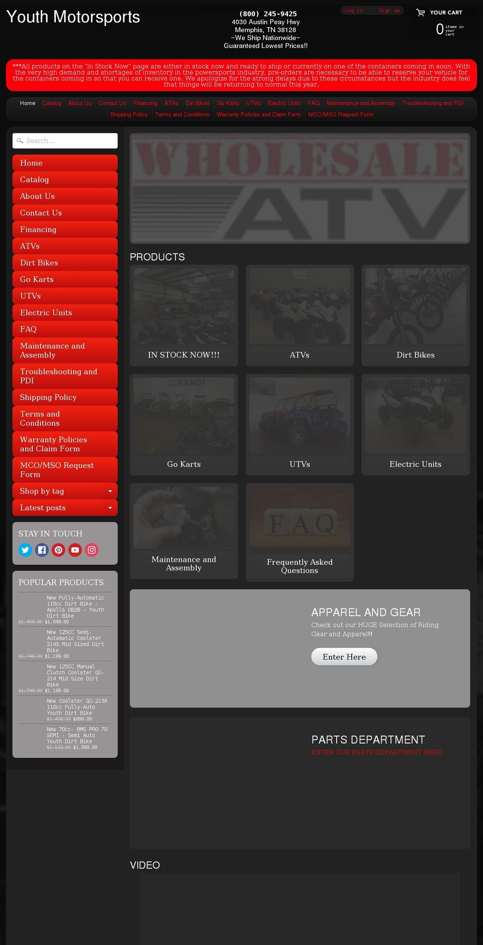 youth4moto.com shopify website screenshot