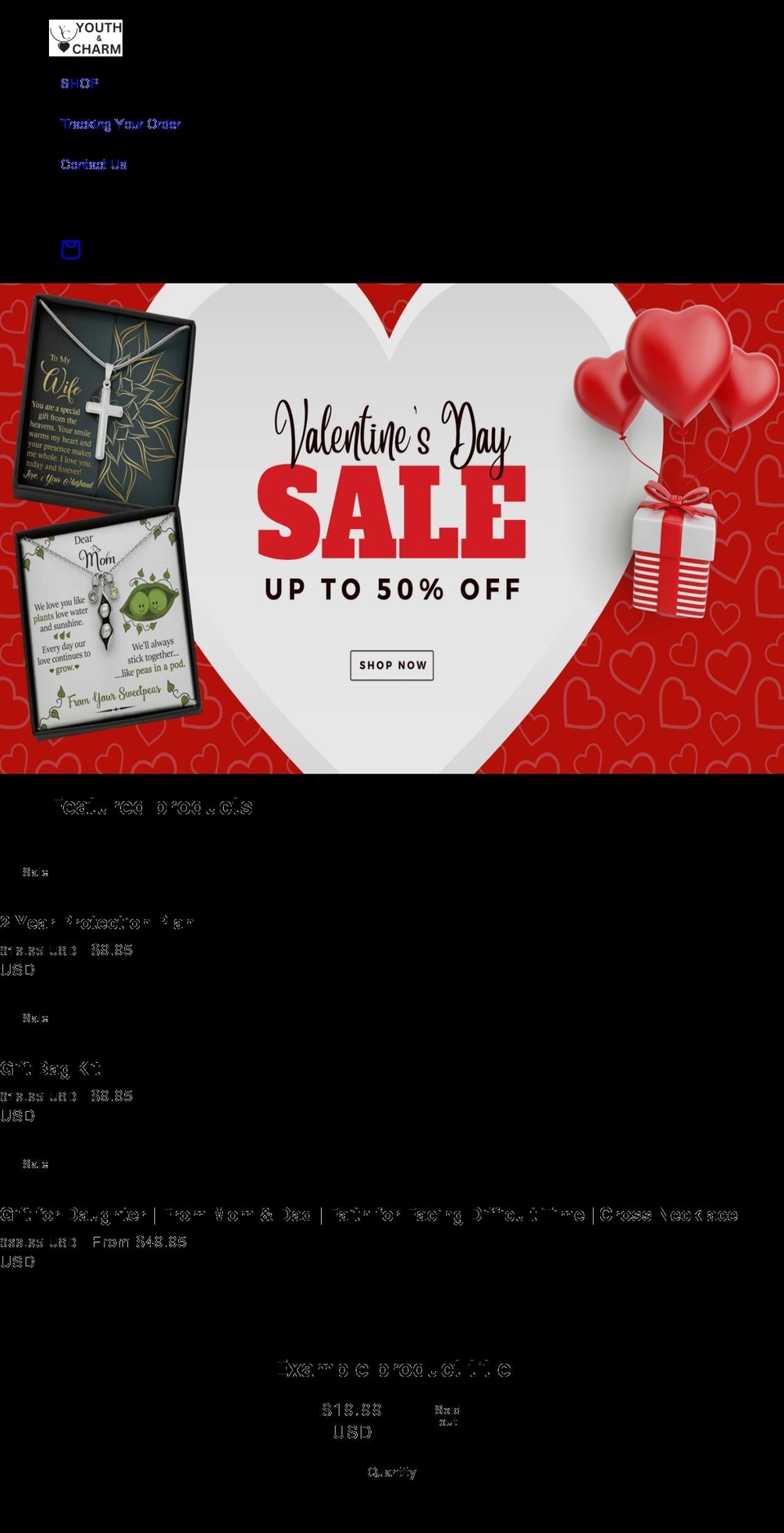 youthandcharm.com — Shopify storefront screenshot