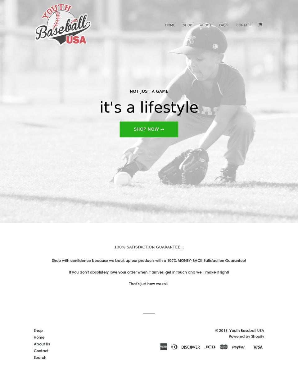 youthbaseballusa.com — Shopify storefront screenshot