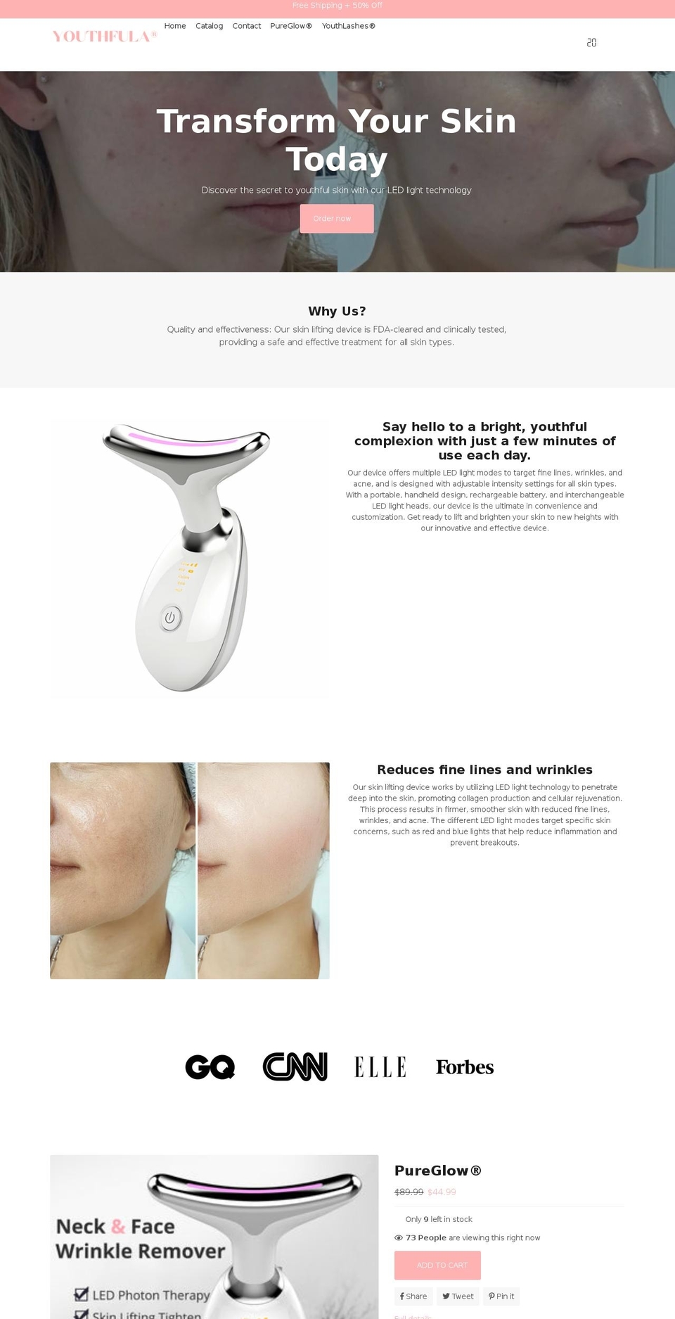 youthfula.com shopify website screenshot