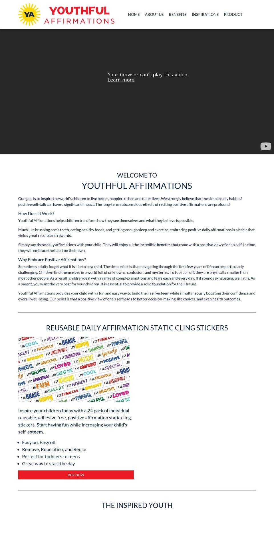 youthfulaffirmations.com shopify website screenshot