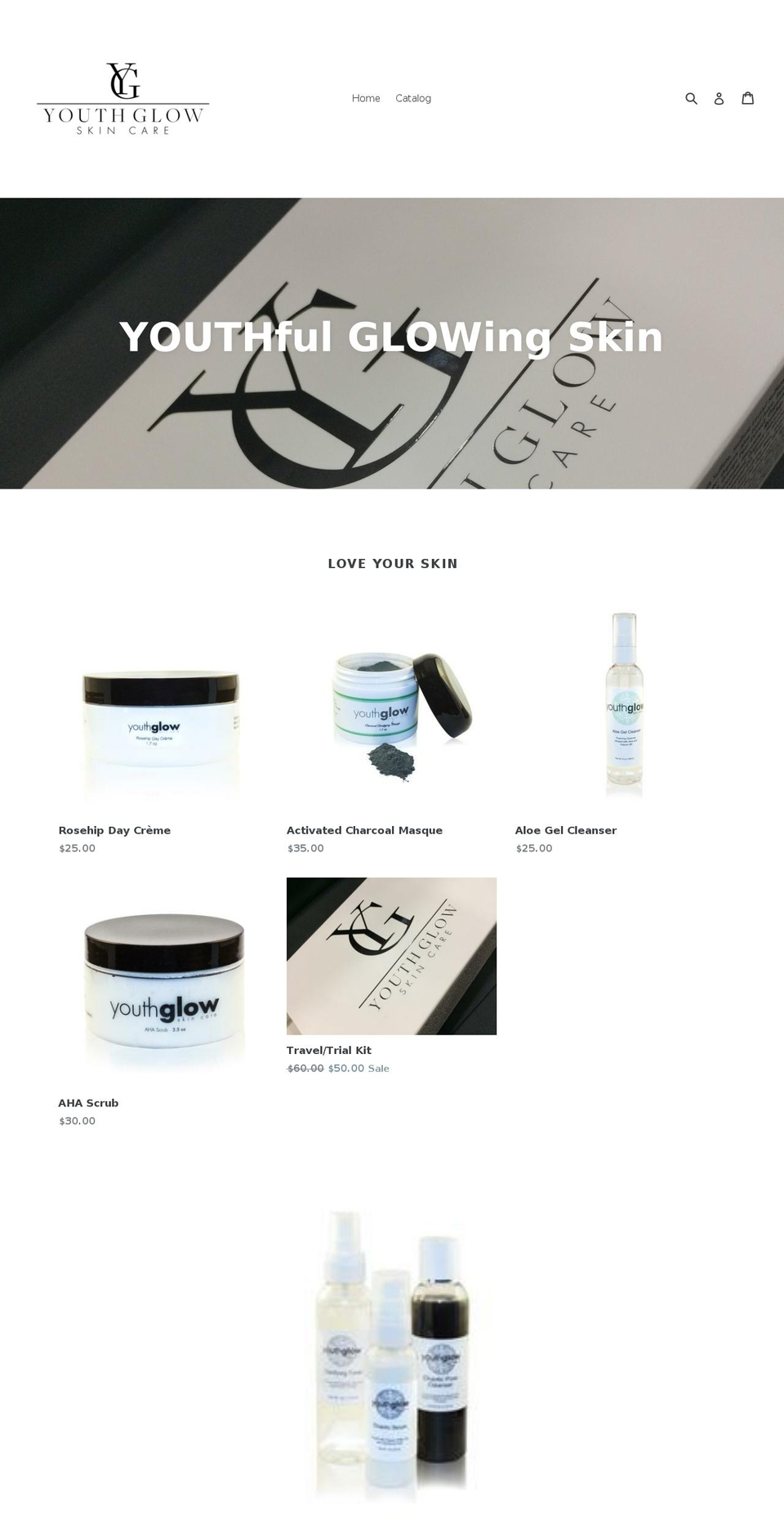 youthglowskincare.com shopify website screenshot