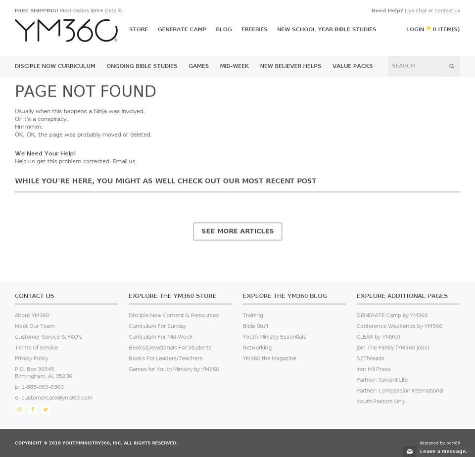 YM360 - Production V1 Shopify theme site example youthministryelements.com